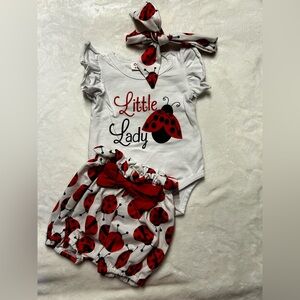 PatPat Red and White Ladybug 3pc set